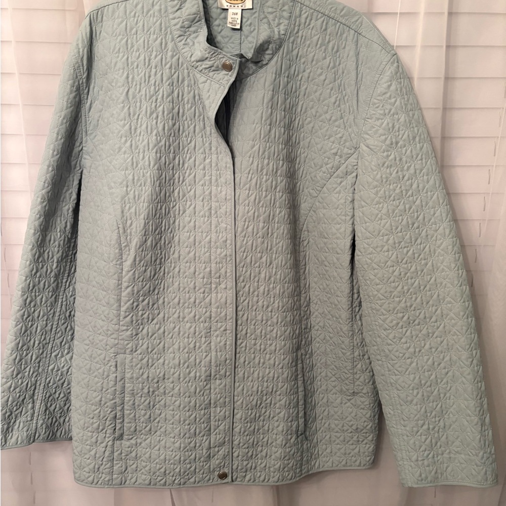 Talbots Jacket Womens 24w Blue Quilted Full Zip Closure Classic Casual